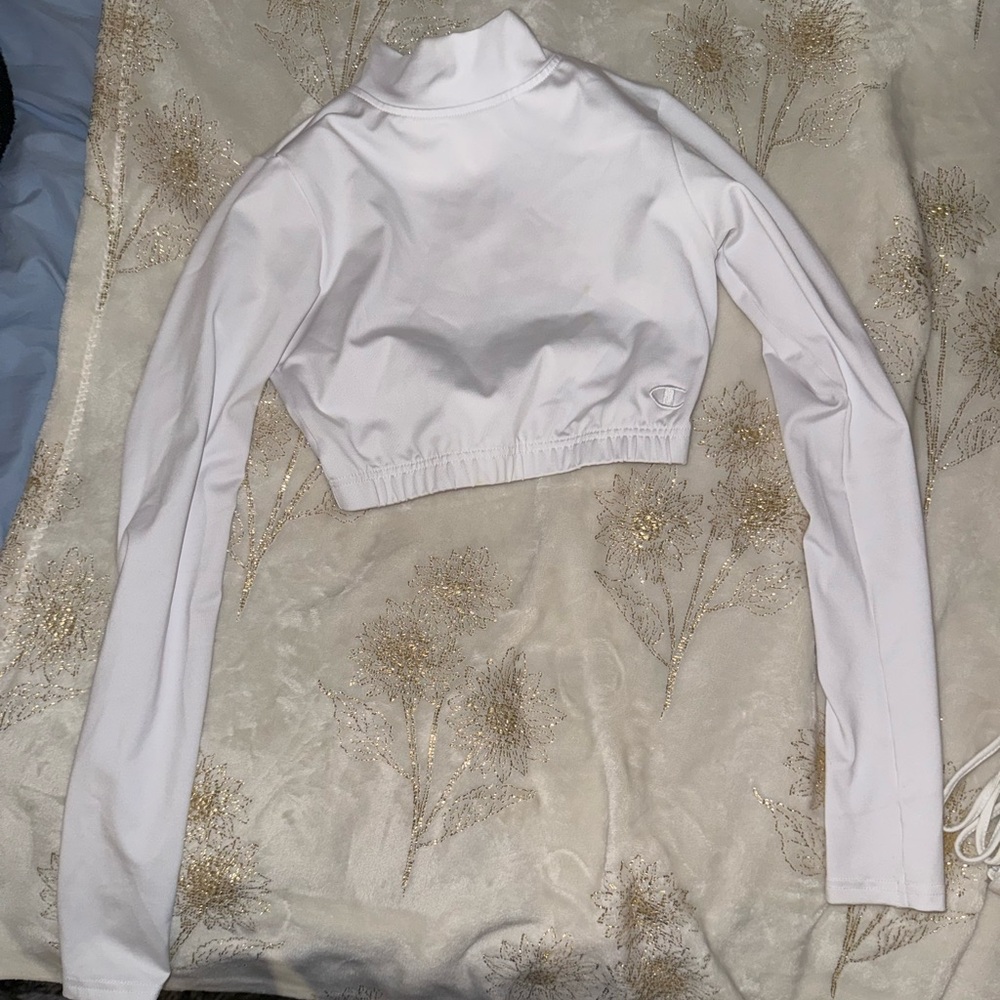 Champion White Long Sleeve Crop Top
